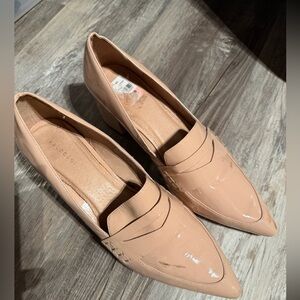 Halogen patent leather pointed-toe loafers Tan 9
